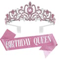 Födelsedagsdrottning\" Skärp och Strass Tiara Set Pink