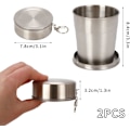 Miniatyrbild 2 av 5: 2 st rostfria hopfällbara muggar för utomhusbruk, hopfällbar mugg i rostfritt stål, lätt 250 ml, hopfällbar mugg i metall