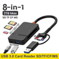 Miniatyrbild 2 av 5: USB 3.0 kortläsare SD Micro-SD TF CF MS Compact Flash-kortadapter för bärbar dator PC Multi-kortläsare 8 i 1 kortläsare Noir