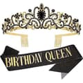 Födelsedagsdrottning\" Skärp och Strass Tiara Set Black