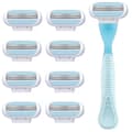 Women's Razor Blades Refills Designed For A Comfortable Shave Smooth Glide Blue Handle. 8 Refills