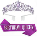 Födelsedagsdrottning\" Skärp och Strass Tiara Set Purple