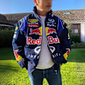 Miniatyrbild 5 av 5: Racing Jacket Vintage, Bomberjacka Print, F1 Streetwear Jacket Y2k M