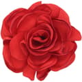 Fabric Large Rose Flower Brooch Red