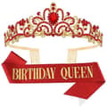 Födelsedagsdrottning\" Skärp och Strass Tiara Set Red