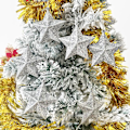 Miniatyrbild 4 av 5: 6 st silverstjärnor julgranshängande prydnader med snöre, glitterprydnader för julgransdekoration, silverglitterstjärna 7 cm