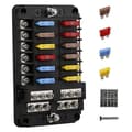 12-vägs marin säkringsbox 12V vattentät panel för båt bil husbil Black