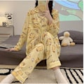 Pikkukuva 6 / 6: Kawaii-piirrettyjä pyjamaa naisille ja tytöille - pitkähihainen paita ja pyjamahousut, nukkumisasu, kotikäyttöön, 2-osainen pyjamasetti Pom Pom Purin XL