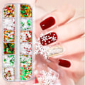 Miniatyrbild 3 av 5: 12 rutnät jul snöflingor nagelkonst glitter nagelpaljetter, jul glittrande snöflinga glitter nagelflinga jul nagelkonfetti paljett för