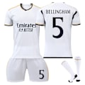 Miniatyrbillede 1 af 2: 2023-2024 Real Madrid Home Børnefodboldtrøje nr. 5 Bellingham 20 Komfortabel 20