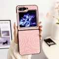 Miniatyrbild 1 av 2: Z Flip 5 Case, Pu Läder Emboss Flowers Stötsäkert Case För Samsung Galaxy Z Flip 5 Pink