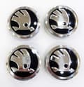 4 kpl musta Skoda navikapseleita 56 mm Fabia, Octavia, Superb