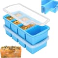 Two-pack silicone freezing molds with lids - Soup freezing containers - Large ice cube molds (blue)