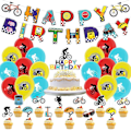 Miniatyrbillede 1 af 5: Babycykelfødselsdagsfestpynt - Cykelfødselsdagsbanner, Cake Cupcake Toppers, Balloner til Sportsfans, Drenge, Cykelfødselsdagsfester