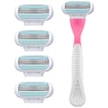 Women's Razor Blades Refills Designed For A Comfortable Shave Smooth Glide Pink Handle. 4 Refills