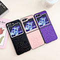Miniatyrbillede 2 af 2: Z Flip 5 etui, pu læder præget blomster stødsikkert etui til Samsung Galaxy Z Flip 5 Pink