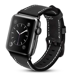 Apple Watch-kompatibelt armbånd LÆDER SORT 42/44/45 mm Black one size