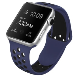 Apple Watch kompatibelt Sport Armband Silikon BLÅ/SVART 42/44/45 Blue L