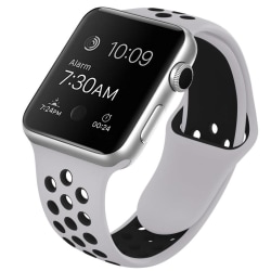Apple Watch kompatibelt Sport Armband Silikon GRÅ/SVART 42/44/45 Grey S