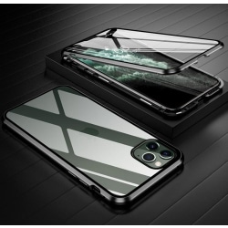 iPhone 11 Pro MAX Magnetiskt skal Härdat glas 360° skydd SVART