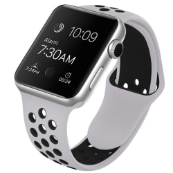 Apple Watch kompatibelt Sport Armband Silikon GRÅ/SVART 38/40/41 Grey L