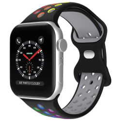 Apple Watch kompatibelt sportsarmbånd silikone SORT / RAIN 42/44/4 Black L