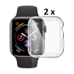 2-pack Full Cover Case til Apple Watch 4/5/6 / SE Skærmbeskytter 44m Transparent