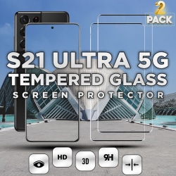 2 Pack Galaxy S21 Ultra 5G- Härdat glas 9H - Super kvalitet 3D