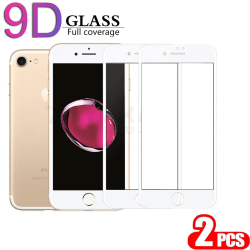 2-Pack Iphone 7/8  - 9D Härdat Glass - Top Kvalitet- Vit.