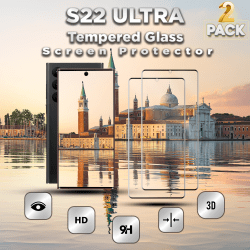 2-Pack Samsung S22 Ultra Skärmskydd - 9H Härdat Glass - 3D Super Kvalitet