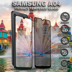 1-Pack Privacy Skärmskydd For Samsung A04 - Härdat Glas 9H - Super Kvalitet 3D