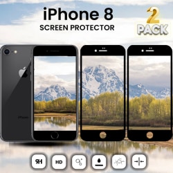 2 Pack iPhone 8 Svart - Härdat Glas 9H - Super Kvalitet 3D