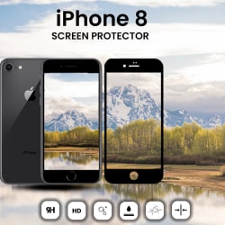 iPhone 8 Svart - Härdat Glas 9H - Super Kvalitet 3D Skärmskydd