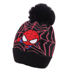 Barn Pojkar Spiderman mössa Vinter Varm Pom Pom Tjock stickad cap Black