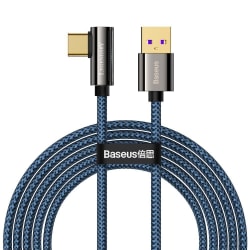 Baseus Legend Vinklad USB-A till USB-C Kabel 66W, 2m - Blå Blå