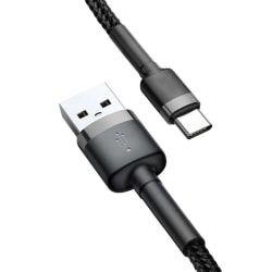 USB-A till USB-C Kabel Q.C 3.0, 18W, 2A, 3m - Grå/Svart SiGN Svart