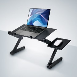 Vikbart Laptop Bord med Musmatta - Laptopbord Stand Holder Svart