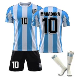 Maradona tröja nr 10 Argentina Retro King Fotbollströja Set 1920 Maradona 10 Kids Vuxna barn nyaste 1986 Maradona 10 adults XL(180-185CM)