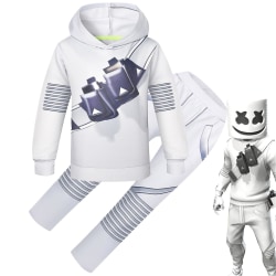 2023-dj Marshmello Kids White 3d- printed tröja Set Halloween Carnival Party Kostym R_a 130cm