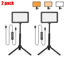 2-pack dimbar USB kamera LED-videoljuspanel + stativstativ