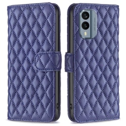 Rhombus pattern matte flip case for Nokia X30 - Blue Blue