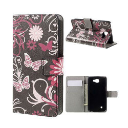Moberg Plånboks-läderfodral för LG K4 - Fjärilar och Blommor