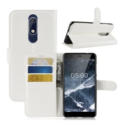 Nokia 5.1 mobilfodral konstläder silikon plånbok stående - V