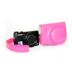 Canon PowerShot G7X MarkII Unikt läder kamera skydd - Rosa