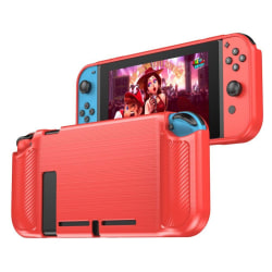 Nintendo Switch durable carbon brushedcase - Red