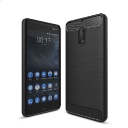 Nokia 6 Skal med karbon fiber design - Svart