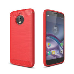 Motorola Moto E4 Plus Skal med unik kolfiber design - Röd