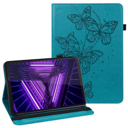 Lenovo Tab M10 Plus (Gen 3) butterfly pattern leather case - Blu Blå