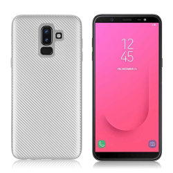 Samsung Galaxy J8 (2018) mobilskal silikon kolfibertextur -