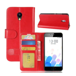 Meizu M5c Stilrent fodral med inbyggd plånbok - Röd